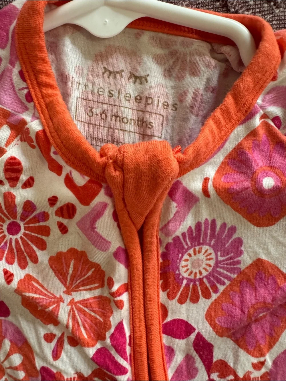 Little Sleepies Floral Zip One-Piece - Pink & Orange Size 3-6 Months